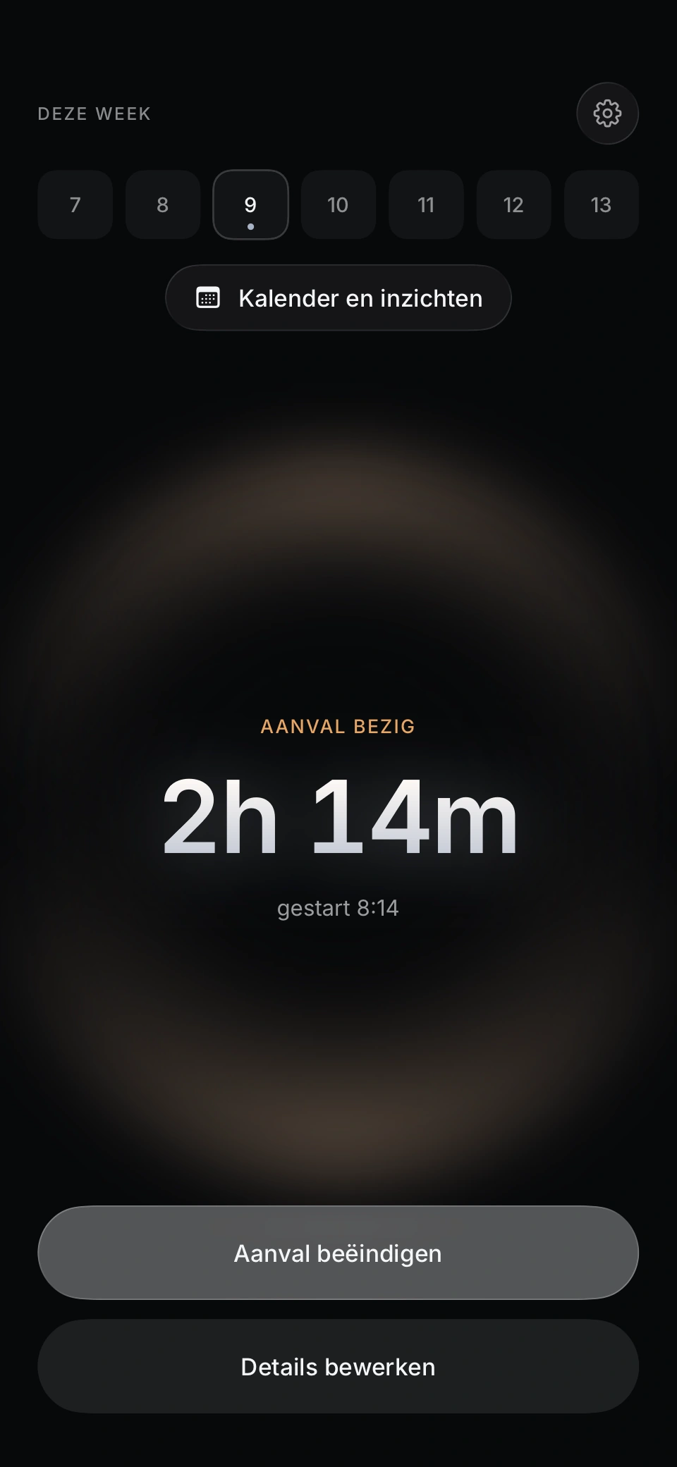 Dim-app · voorbeeldregistratie